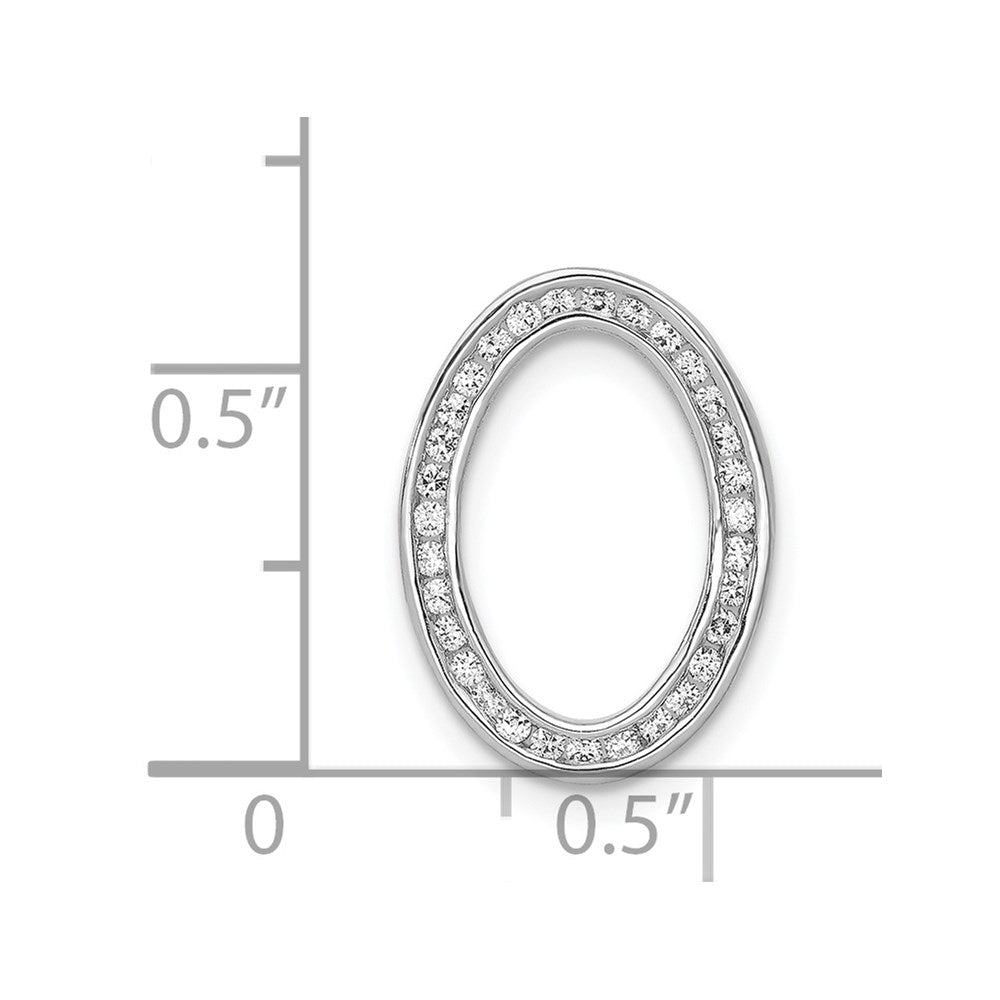 14k White Gold 1/4ct. Real Diamond Channel Set Oval Chain Slide
