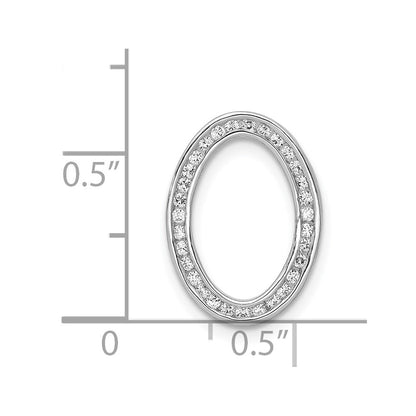 14k White Gold 1/4ct. Real Diamond Channel Set Oval Chain Slide