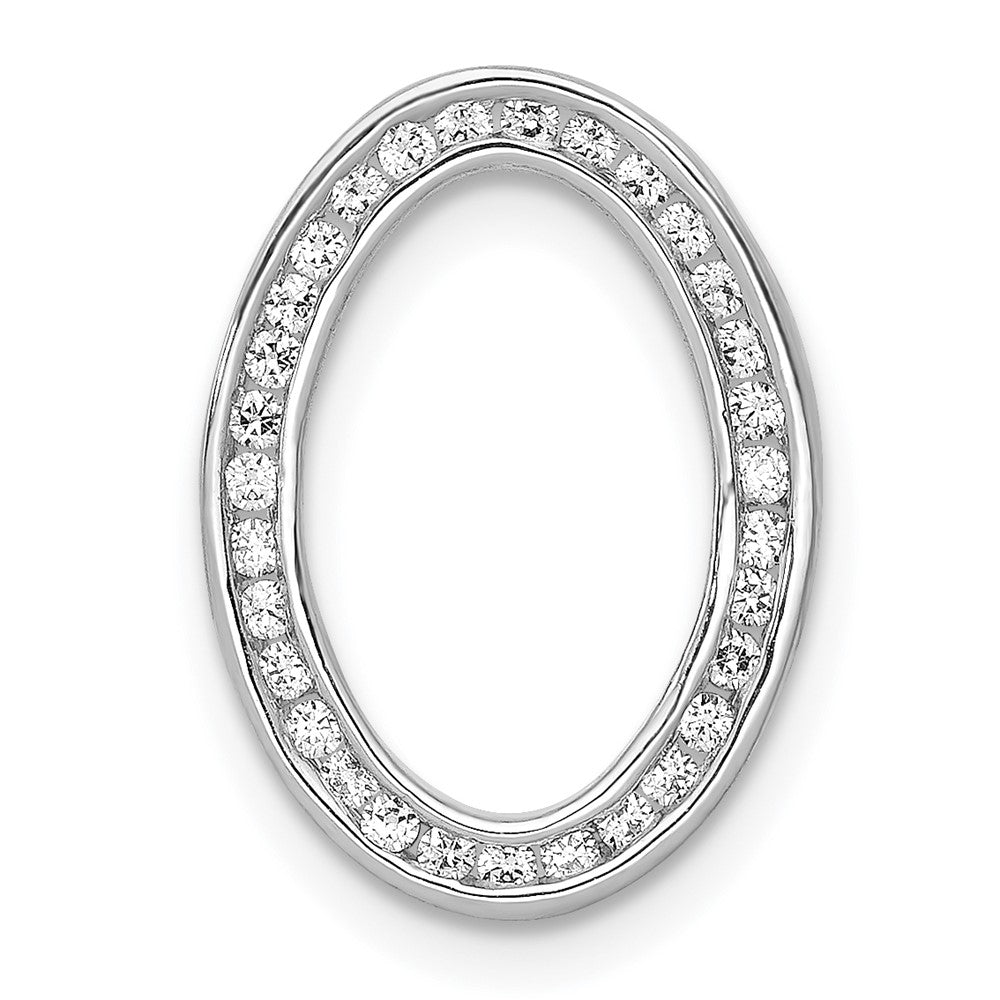 14k White Gold 1/4ct. Real Diamond Channel Set Oval Chain Slide