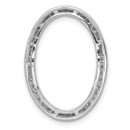 14k White Gold 1/2ct. Real Diamond Channel Set Oval Chain Slide