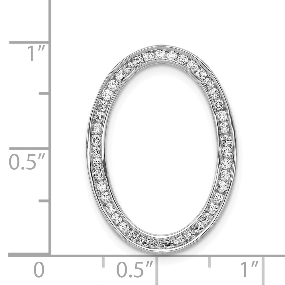 14k White Gold 1/2ct. Real Diamond Channel Set Oval Chain Slide