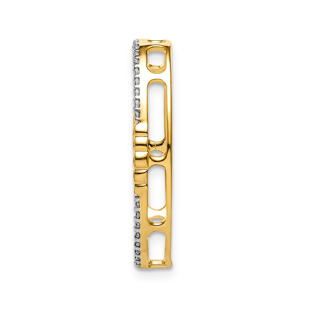 14k White Gold 1/4ct. Real Diamond Oval Chain Slide