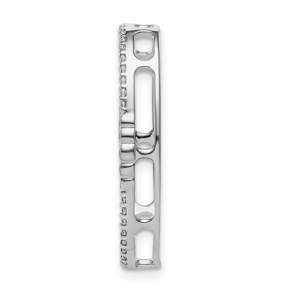 14k White Gold 1/4ct. Real Diamond Oval Chain Slide