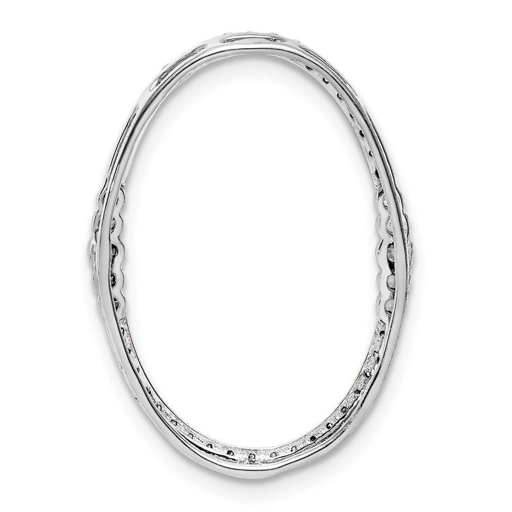 14k White Gold 1/4ct. Real Diamond Oval Chain Slide