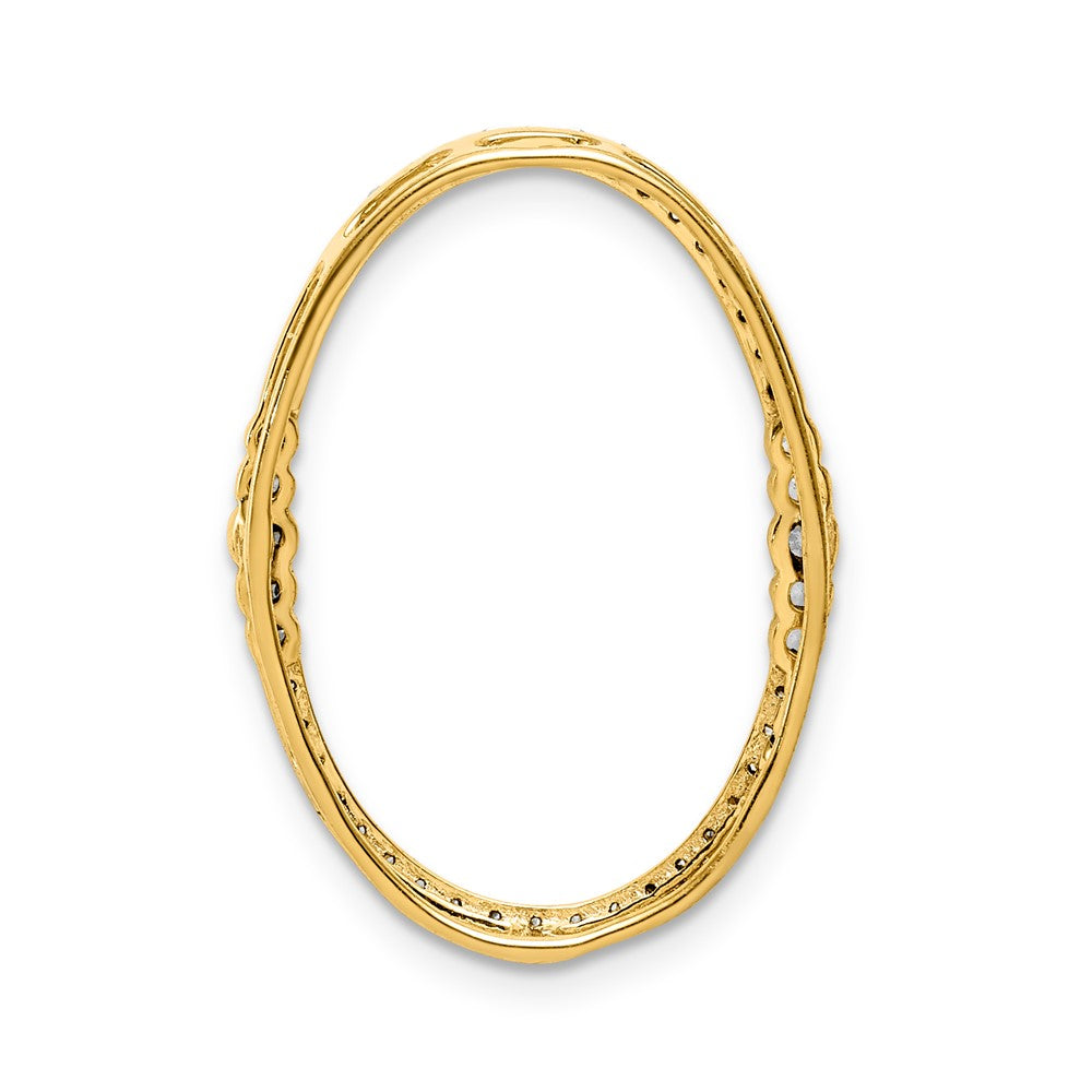 14k White Gold 1/4ct. Real Diamond Oval Chain Slide