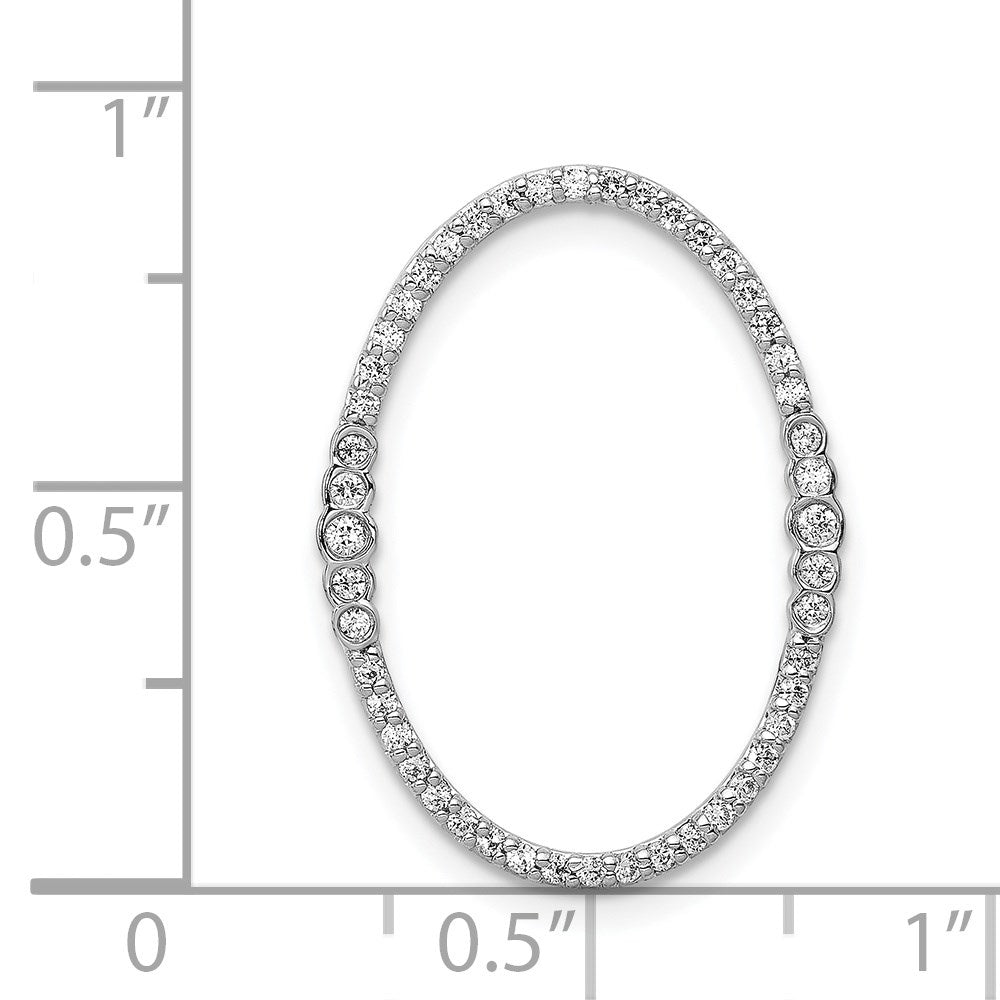 14k White Gold 1/4ct. Real Diamond Oval Chain Slide
