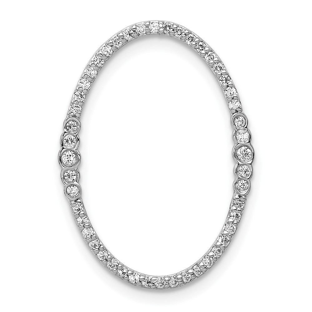 14k White Gold 1/4ct. Real Diamond Oval Chain Slide