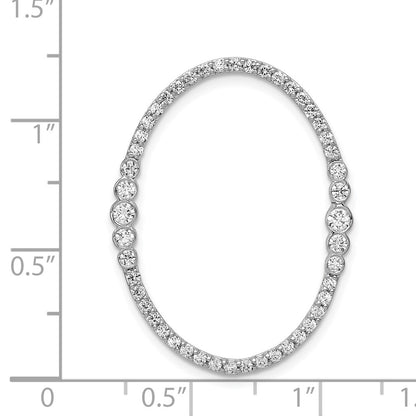 14k White Gold Real Diamond Oval Chain Slide Pendant