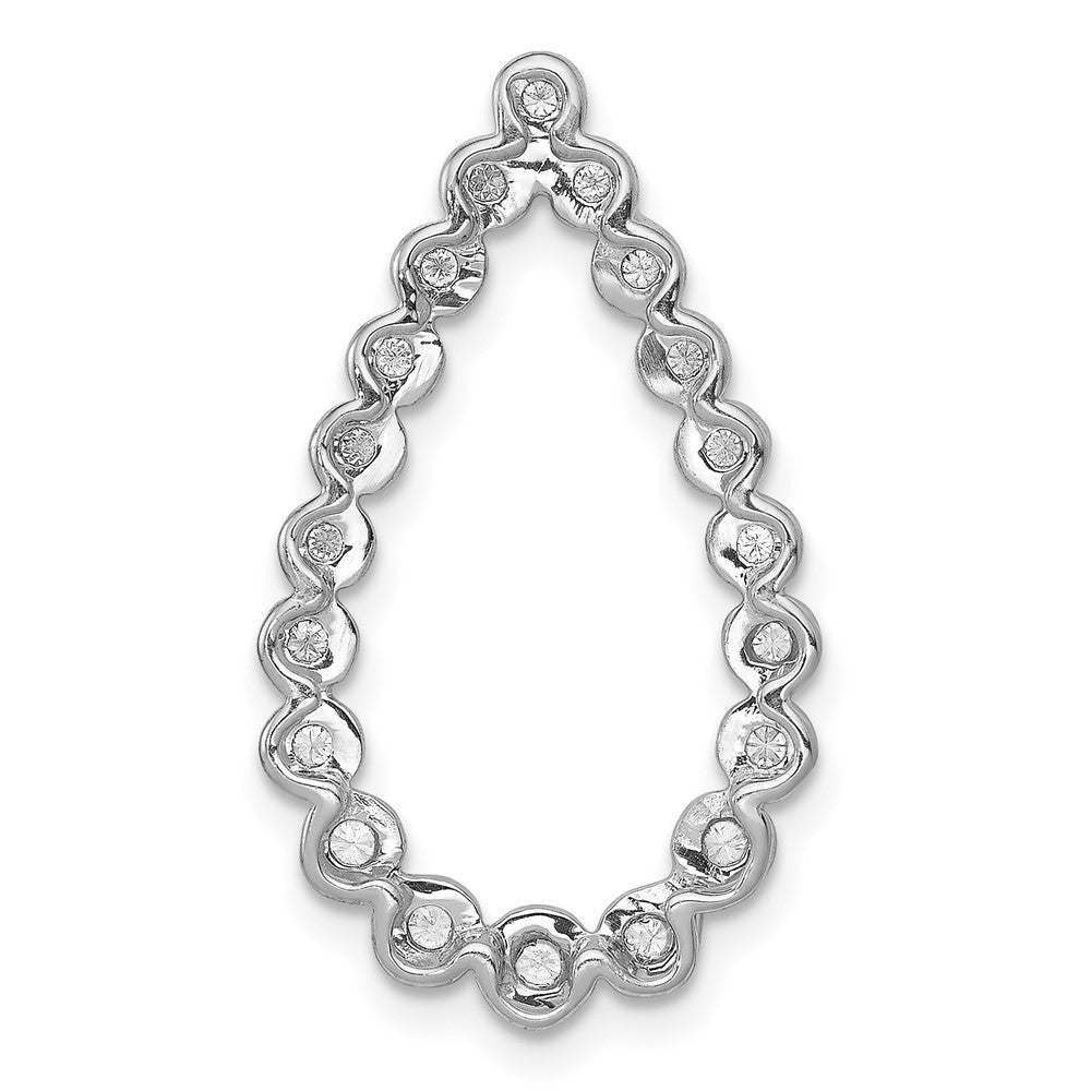 14k White Gold 1/4ct. Real Diamond Teardrop Chain Slide