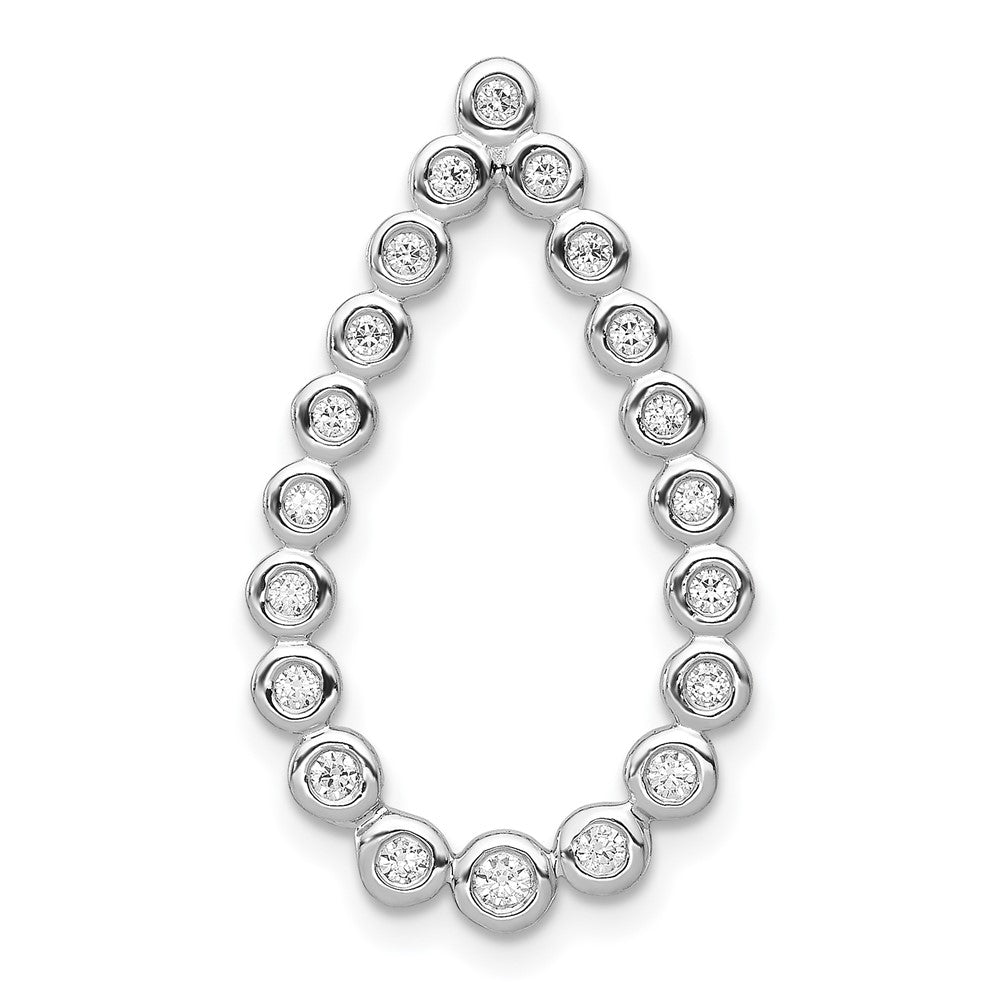 14k White Gold 1/4ct. Real Diamond Teardrop Chain Slide