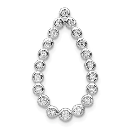 14k White Gold 1/4ct. Real Diamond Teardrop Chain Slide