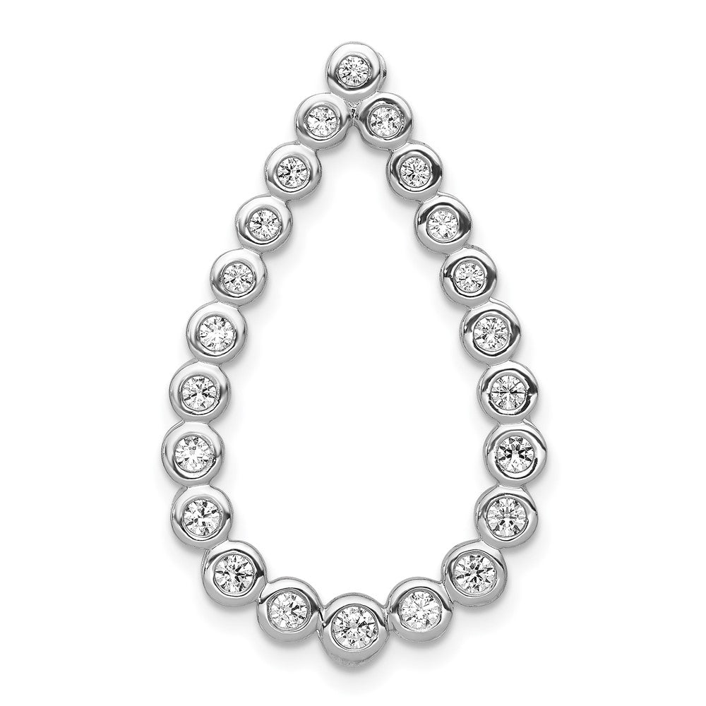 14k White Gold 1/2ct. Real Diamond Teardrop Chain Slide