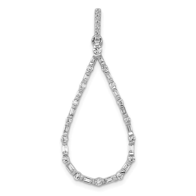 14k White Gold 1/2ct. Real Diamond Teardrop Pendant