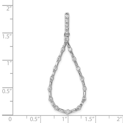 Solid 14k White Gold 3/4ct. Simulated CZ Teardrop Pendant