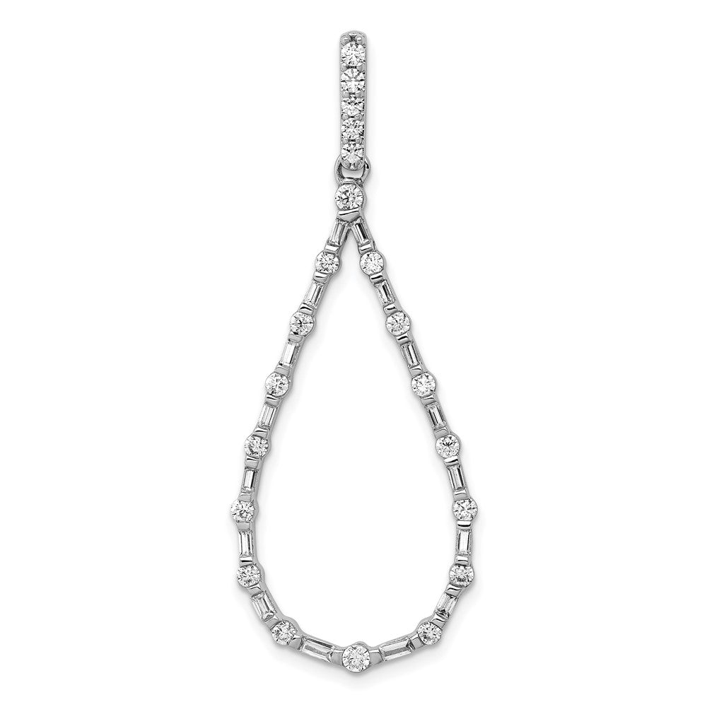 Solid 14k White Gold 3/4ct. Simulated CZ Teardrop Pendant