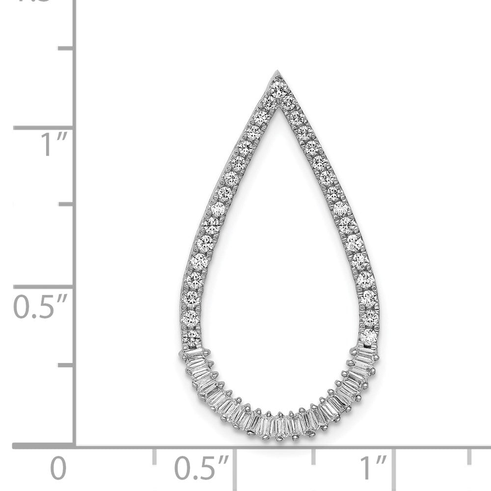 14k White Gold 1/2ct. Real Diamond Teardrop Chain Slide