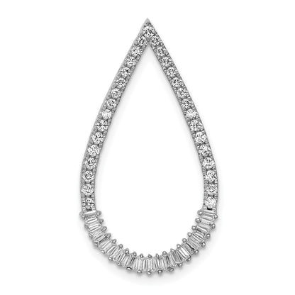 14k White Gold 1/2ct. Real Diamond Teardrop Chain Slide