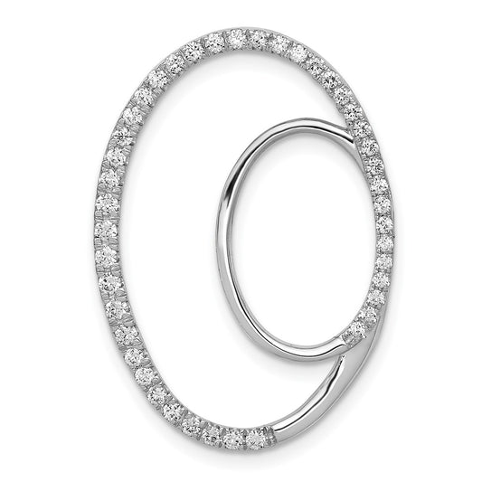 14k White Gold 1/2ct. Real Diamond Double Oval Chain Slide Pendant