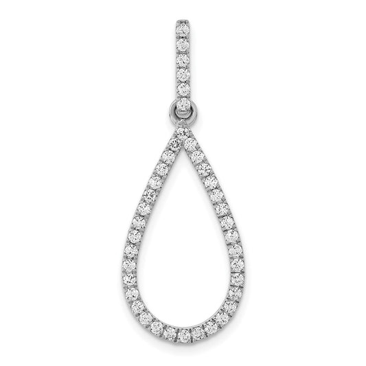 Solid 14k White Gold 1/2ct. Simulated CZ Teardrop Pendant