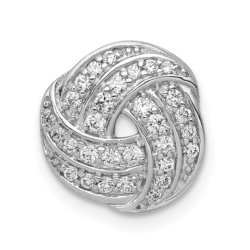 14k White Gold 1/4ct. Real Diamond Love Knot Chain Slide