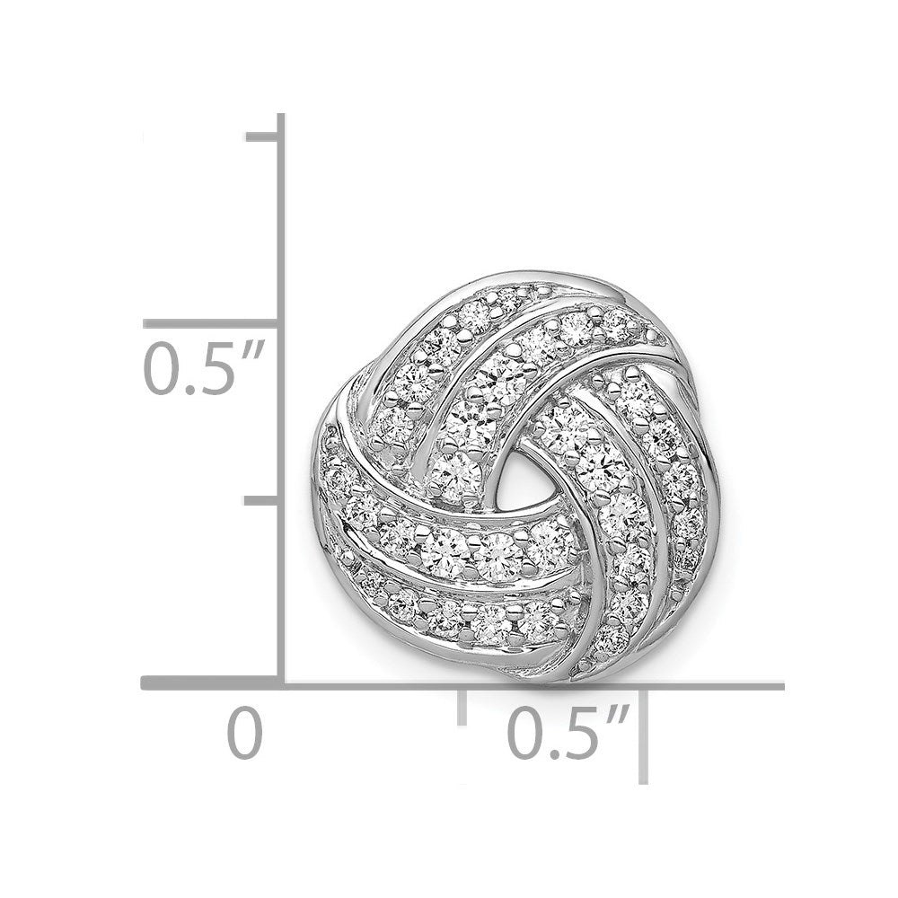 14k White Gold 1/2ct. Real Diamond Love Knot Chain Slide