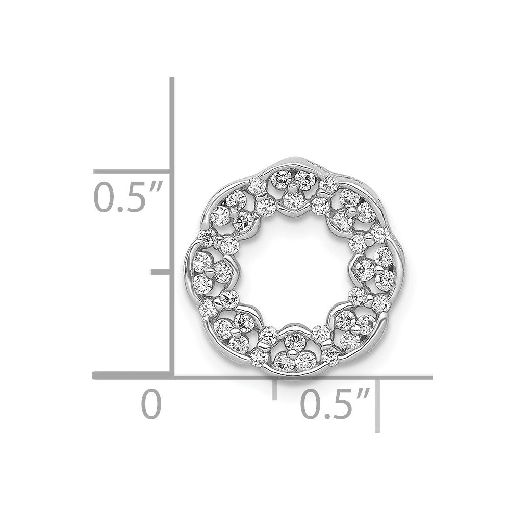 14k White Gold 3/8ct. Real Diamond Fancy Circle Chain Slide