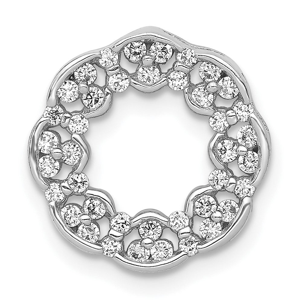 14k White Gold 3/8ct. Real Diamond Fancy Circle Chain Slide
