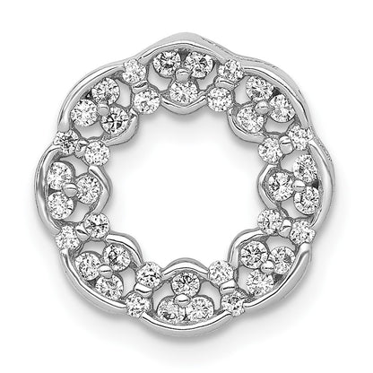 14k White Gold 3/8ct. Real Diamond Fancy Circle Chain Slide