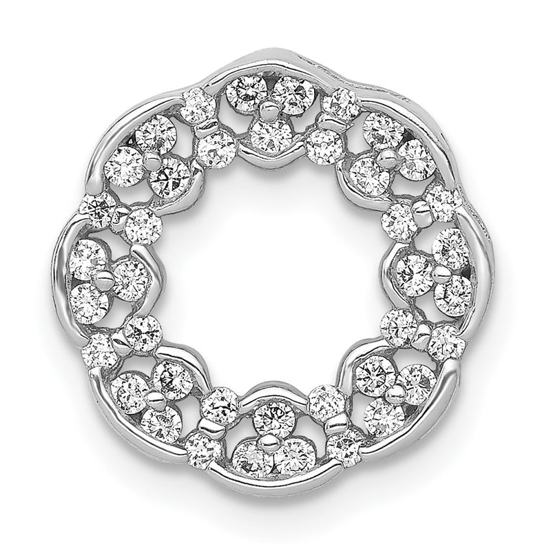 14k White Gold 3/8ct. Real Diamond Fancy Circle Chain Slide