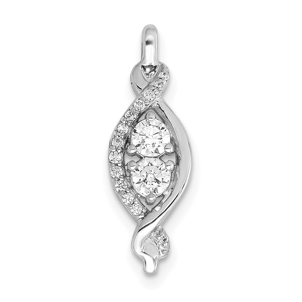 14k White Gold 1/4ct. Real Diamond Fancy Twist Chain Slide