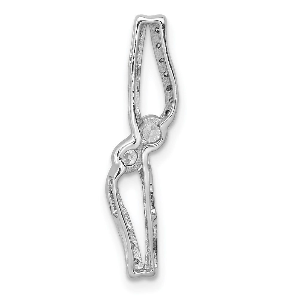 14k White Gold 1/4ct. Real Diamond Fancy Twist Chain Slide