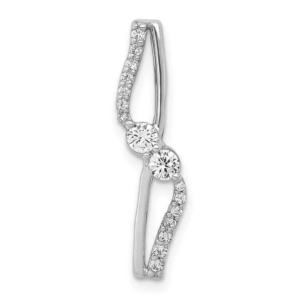 14k White Gold 1/4ct. Real Diamond Fancy Twist Chain Slide