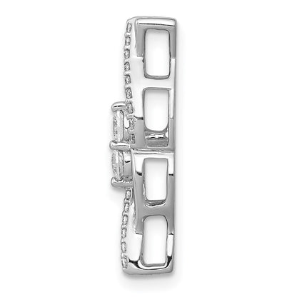 14k White Gold 1/4ct. Real Diamond Fancy Polished Twist Chain Slide