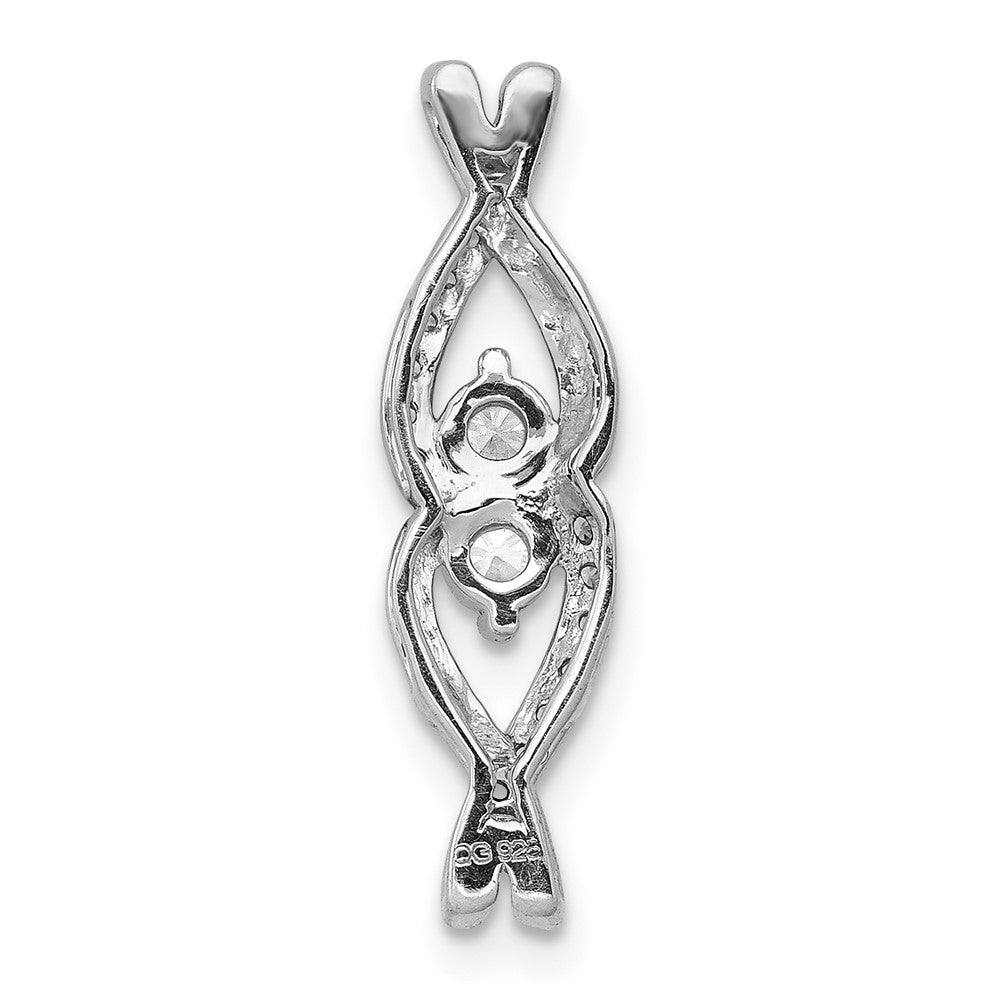 14k White Gold 1/4ct. Real Diamond Fancy Polished Twist Chain Slide