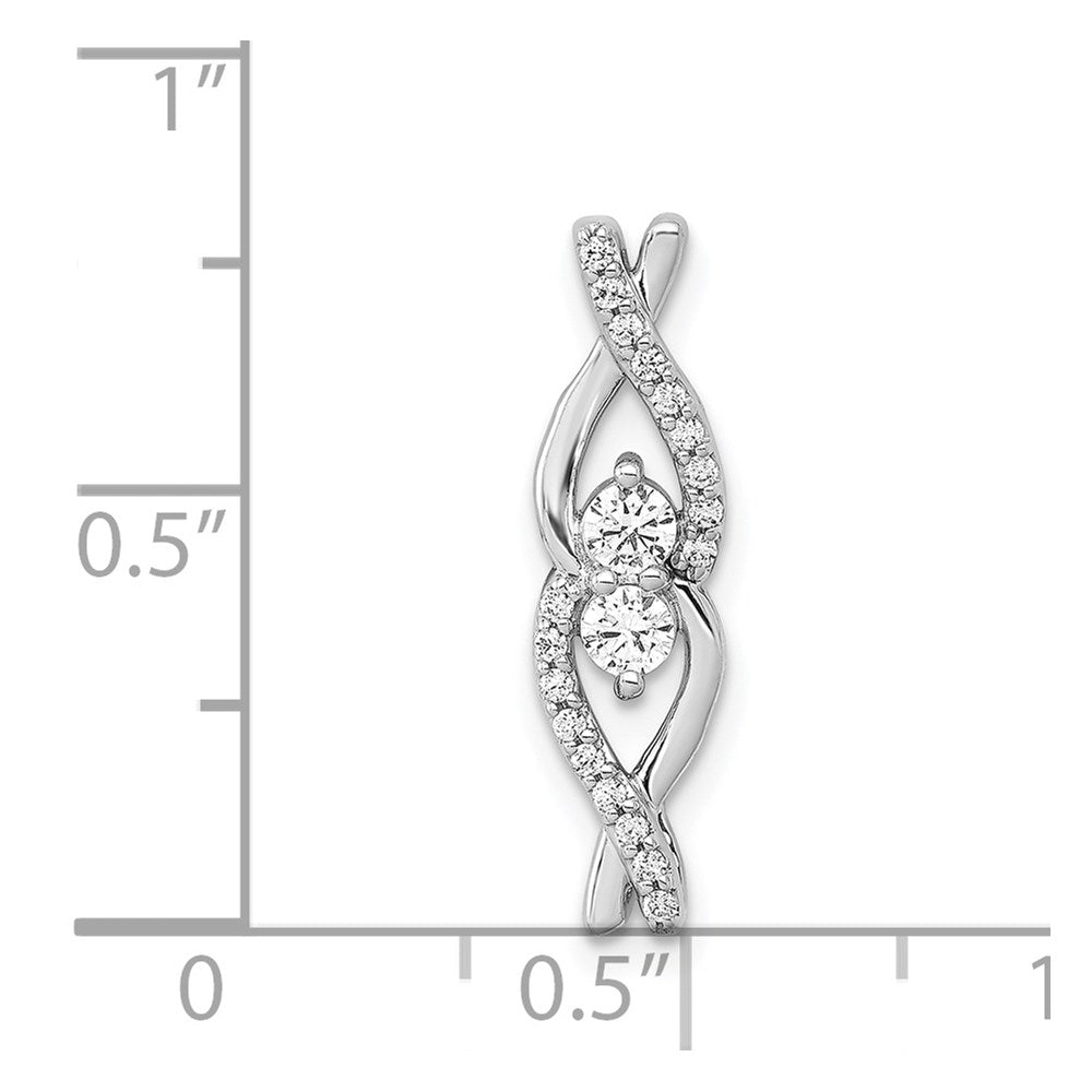 14k White Gold 1/4ct. Real Diamond Fancy Polished Twist Chain Slide