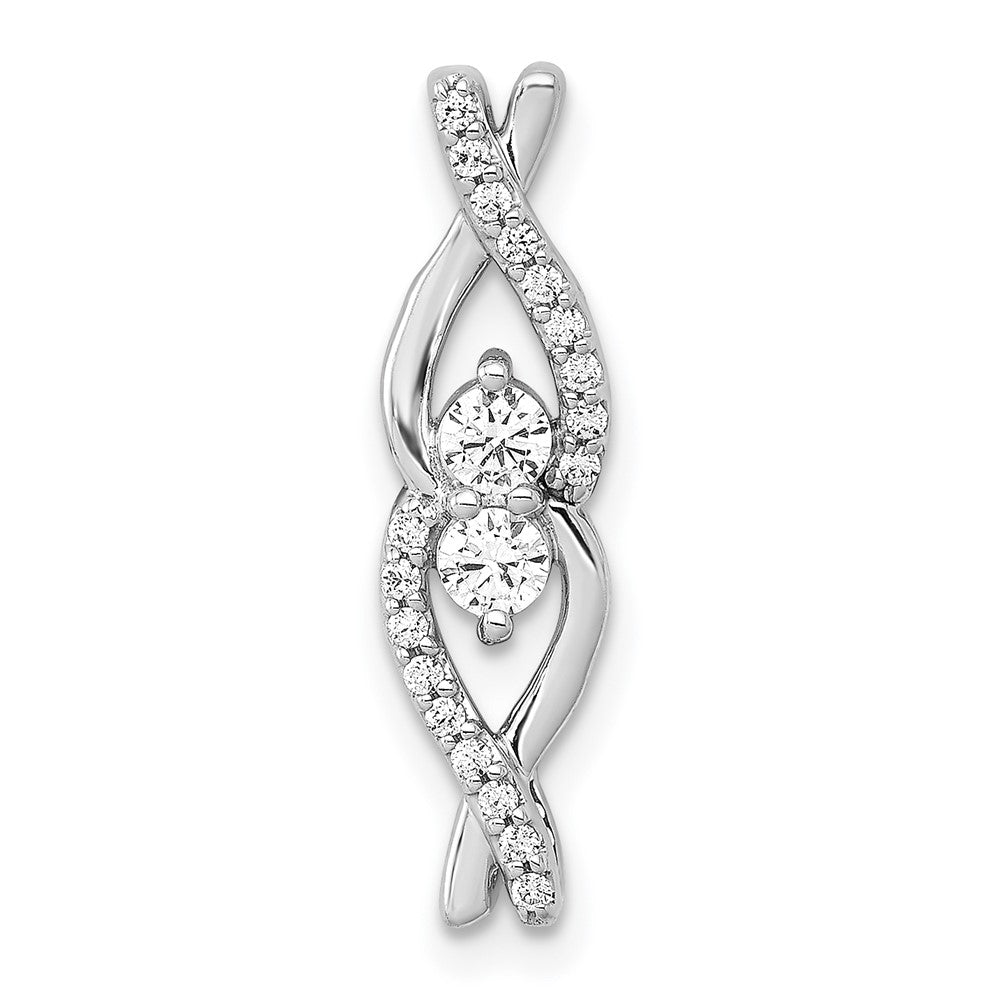 14k White Gold 1/4ct. Real Diamond Fancy Polished Twist Chain Slide