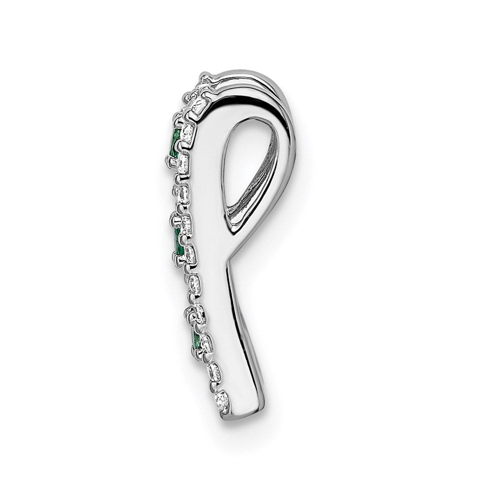 14k White Gold Real Diamond & Emerald Fancy Pendant