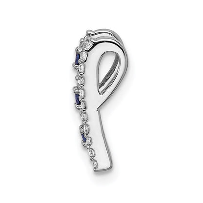 14k White Gold 1/4ct. Real Diamond & .09 Sapphire Fancy Pendant