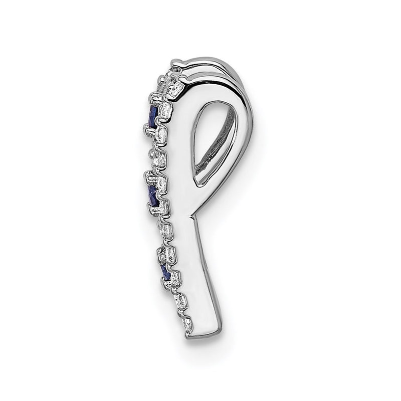 14k White Gold 1/4ct. Real Diamond & .09 Sapphire Fancy Pendant