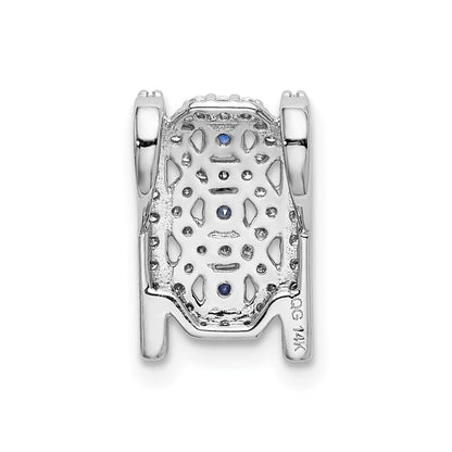 14k White Gold 1/4ct. Real Diamond & .09 Sapphire Fancy Pendant