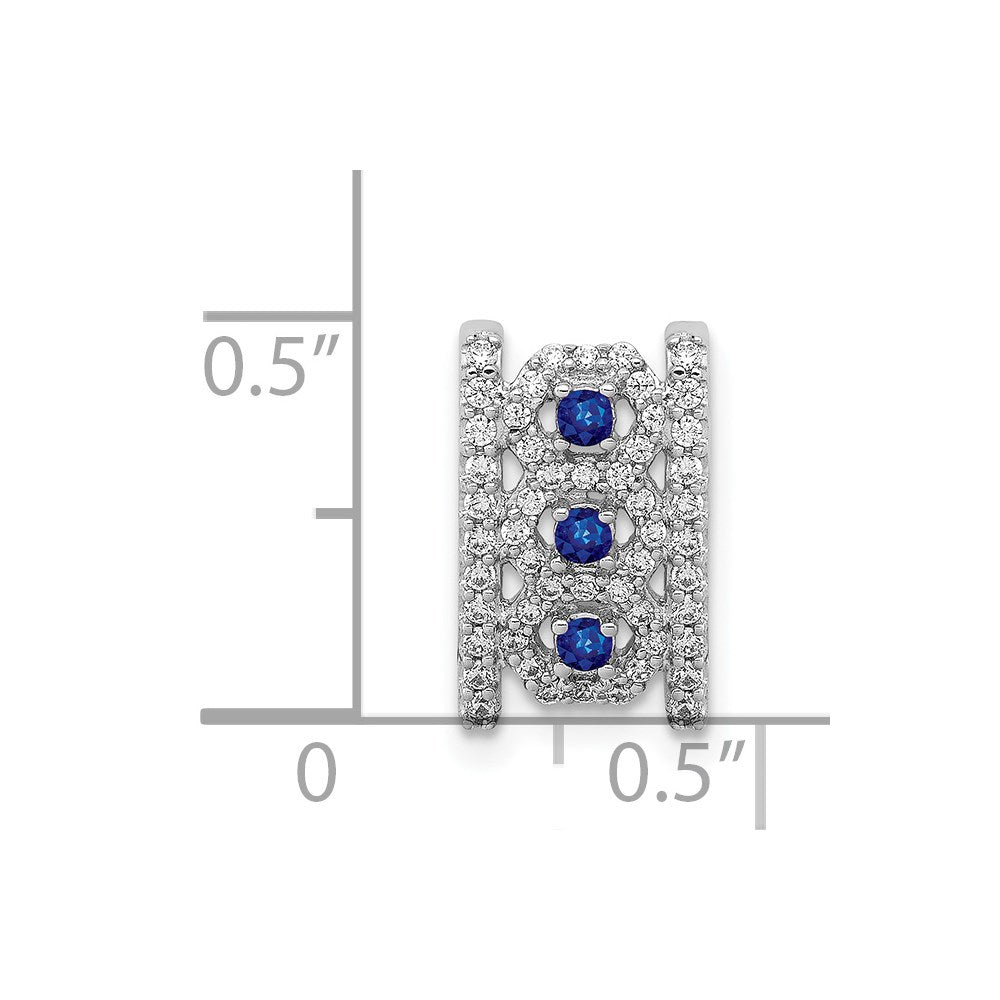 14k White Gold 1/4ct. Real Diamond & .09 Sapphire Fancy Pendant