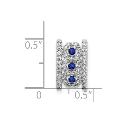 14k White Gold 1/4ct. Real Diamond & .09 Sapphire Fancy Pendant