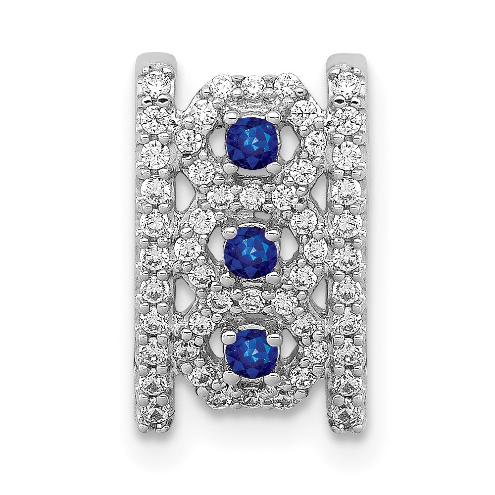 14k White Gold 1/4ct. Real Diamond & .09 Sapphire Fancy Pendant