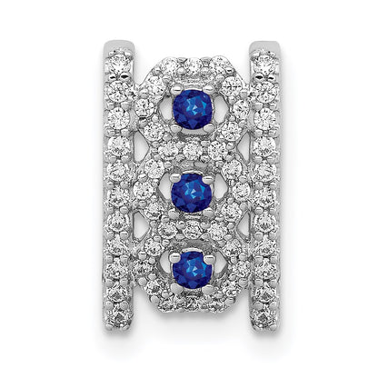14k White Gold 1/4ct. Real Diamond & .09 Sapphire Fancy Pendant
