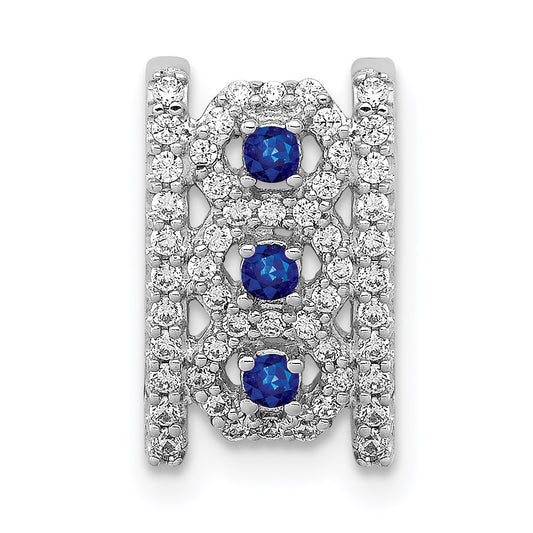 14k White Gold 1/4ct. Real Diamond & .09 Sapphire Fancy Pendant