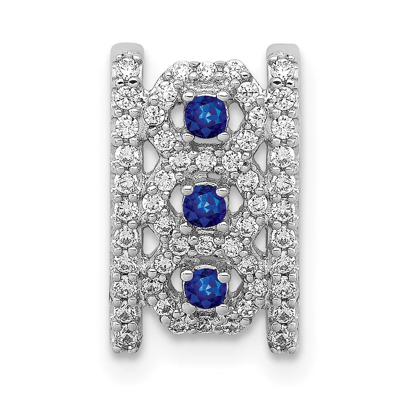 14k White Gold 1/4ct. Real Diamond & .09 Sapphire Fancy Pendant