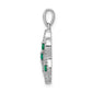 14k white gold twist real diamond and emerald fancy pendant pm3845 em 025 wa