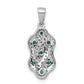 14k white gold twist real diamond and emerald fancy pendant pm3845 em 025 wa