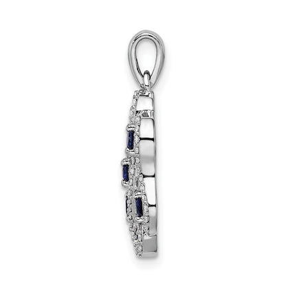 14k White Gold Real Diamond and Sapphire Fancy Twisted Pendant