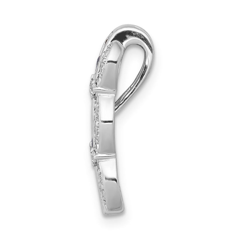 14k White Gold 1/5ct. Real Diamond & .54 Sapphire Fancy Chain Slide